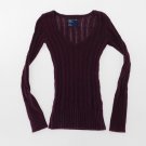 American Eagle AE Womens Dress Sweater Size XS XSmall Dark Purple V Neck Casual