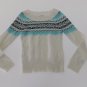 OP Womens Sweater Size M Medium White Blue Scoop Neck Casual Winter Dine Out