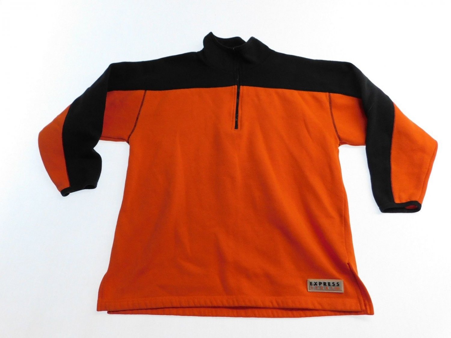 Express Sports Sweater Mens Size M Medium 1/4 Zip Up Orange/Black