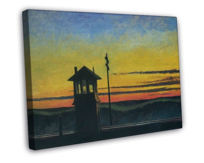 Edward Hopper Railroad Sunset Fine Art 20x16 inch Framed Canvas Print