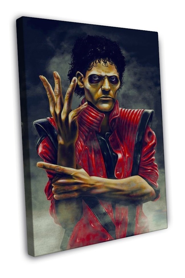 Michael Jackson Singer Thriller Art Image 16x12 inch Framed Canvas Print