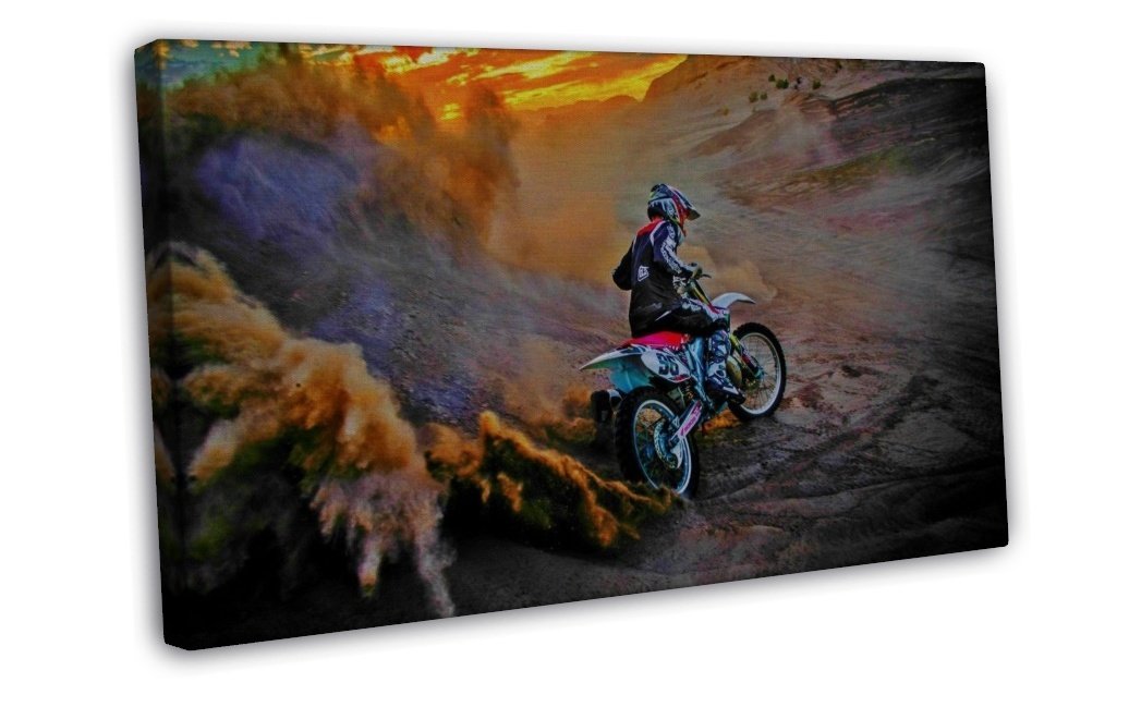 Motocross Wall Decor 16x12 inch Framed Canvas Print