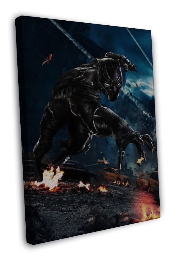 Black Panther Captain America Civil War Superhero Movie 20x16 inch FRAMED CANVAS Prin
