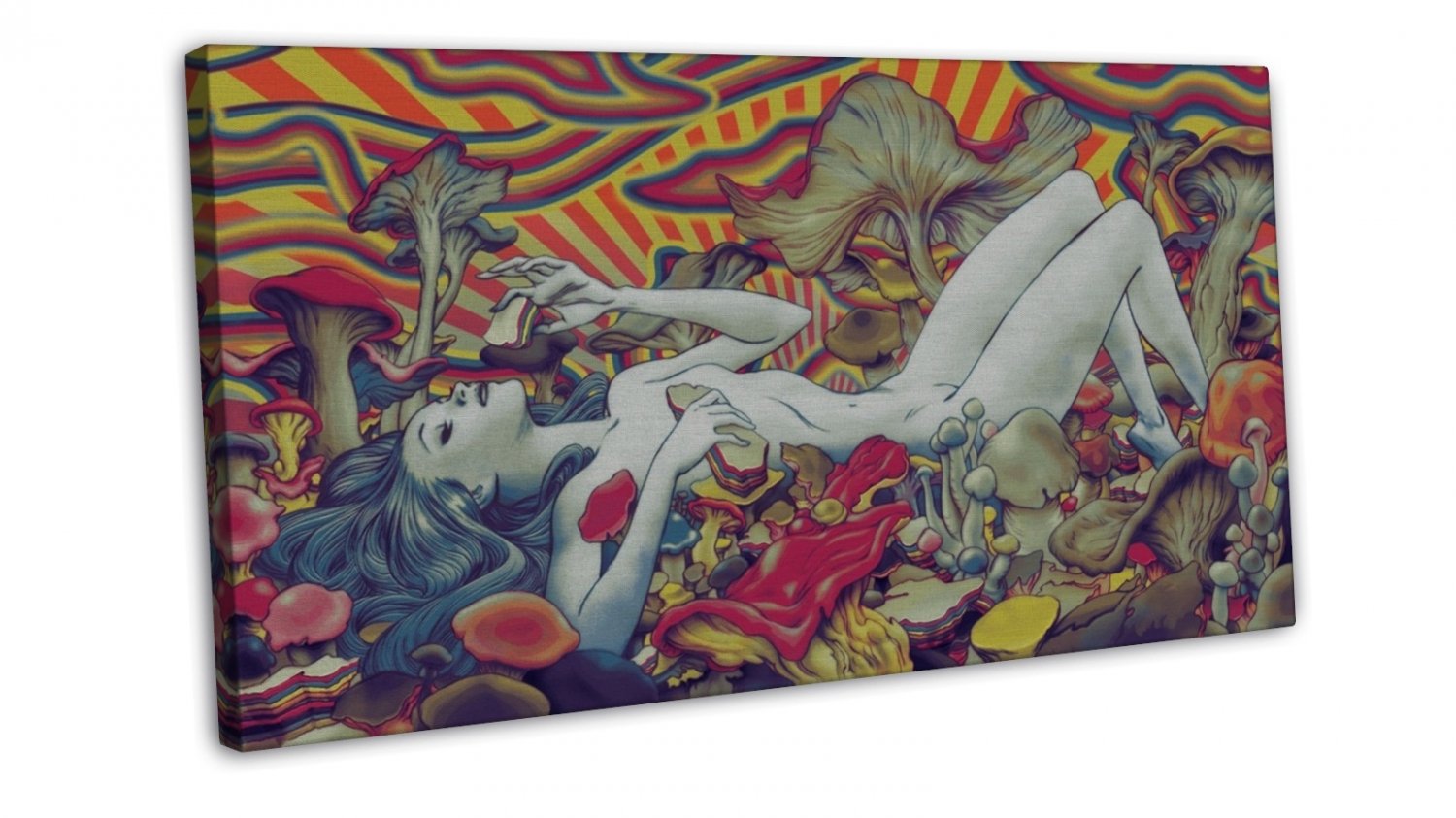 Psychedelic Trippy Art Wall Decor 20x16 inch FRAMED CANVAS Print.
