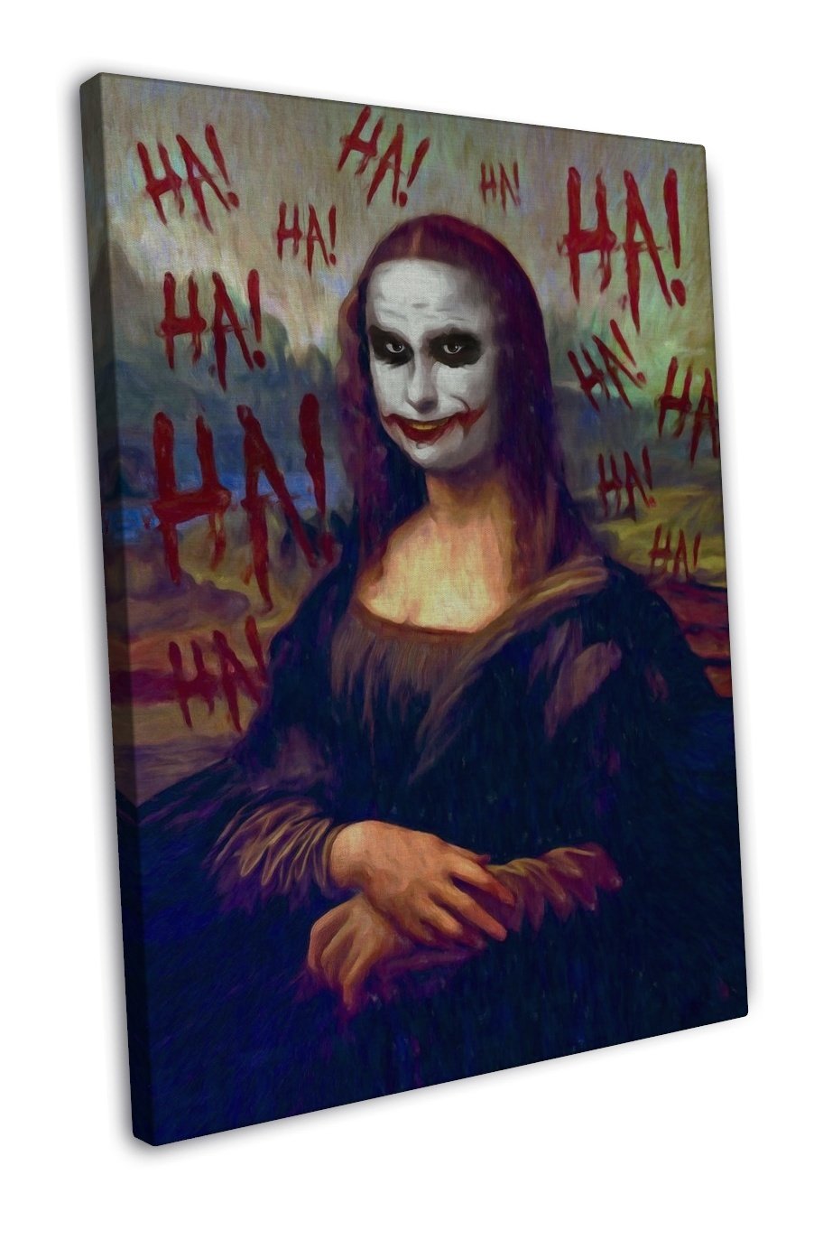 Mona Lisa Batman Joker Art Image 16x12 inch Framed Canvas Print