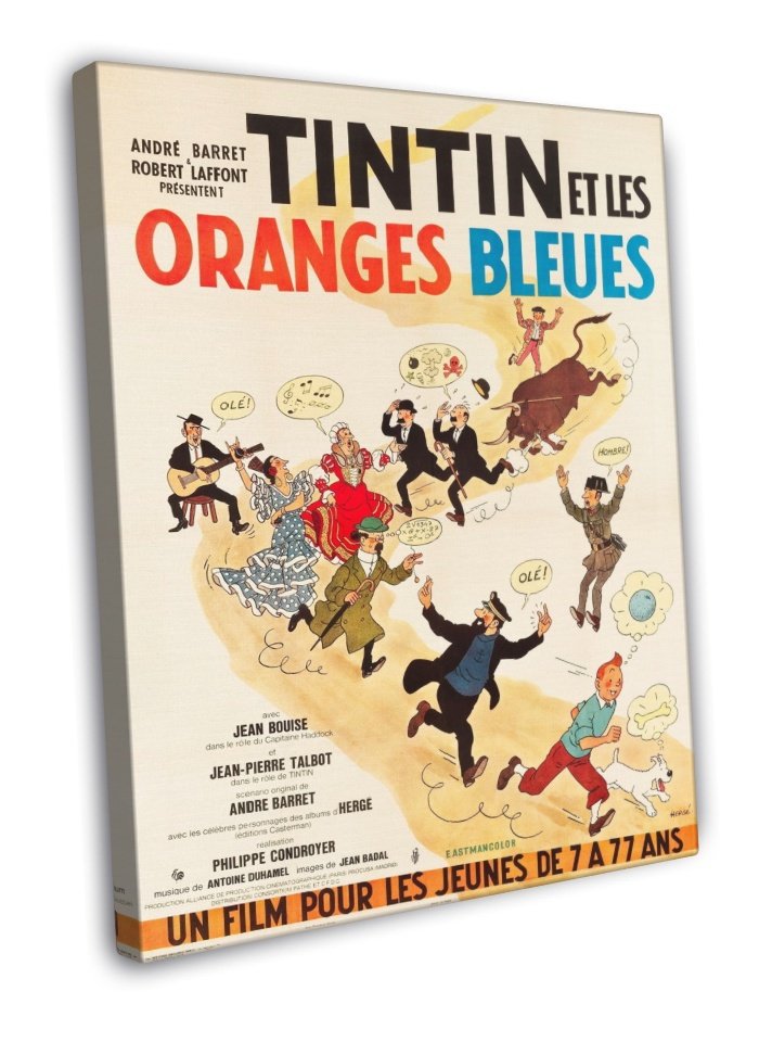 Tintin And The Blue Oranges 1964 Vintage Movie FRAMED CANVAS Print 2