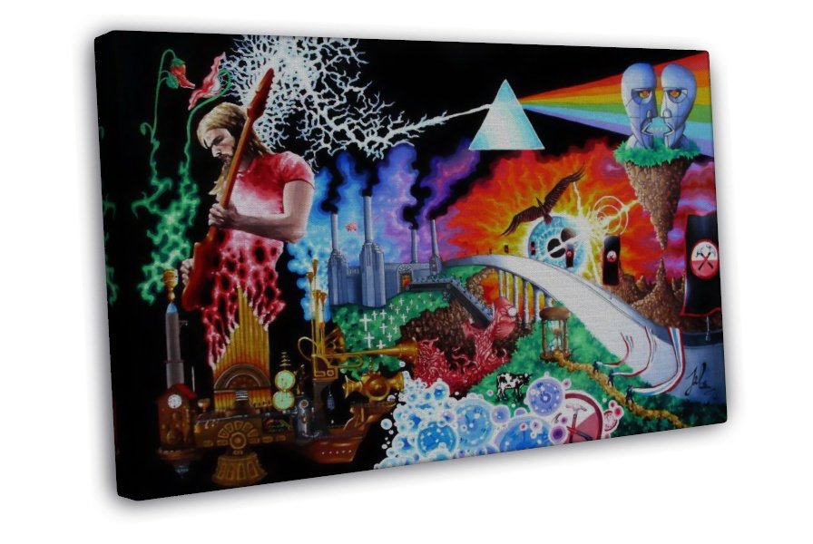 Pink Floyd Rock Music Band Trippy Art 16x12 Framed Canvas Print