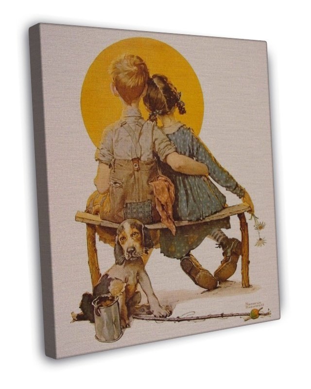 Norman Rockwell Boy And Girl Gazing At The Moon Fine Art 20x16 inch ...