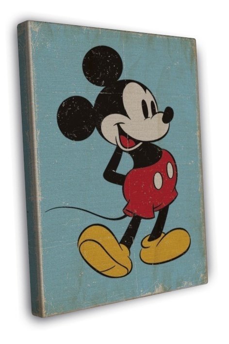 Mickey Mouse Old Style Retro Image 16x12 inch Framed Canvas Print