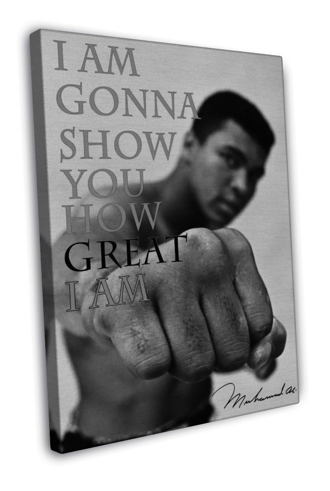 Muhammad Ali Motivational Quotes Boxing Art 20x16 Inch Framed Canvas Print