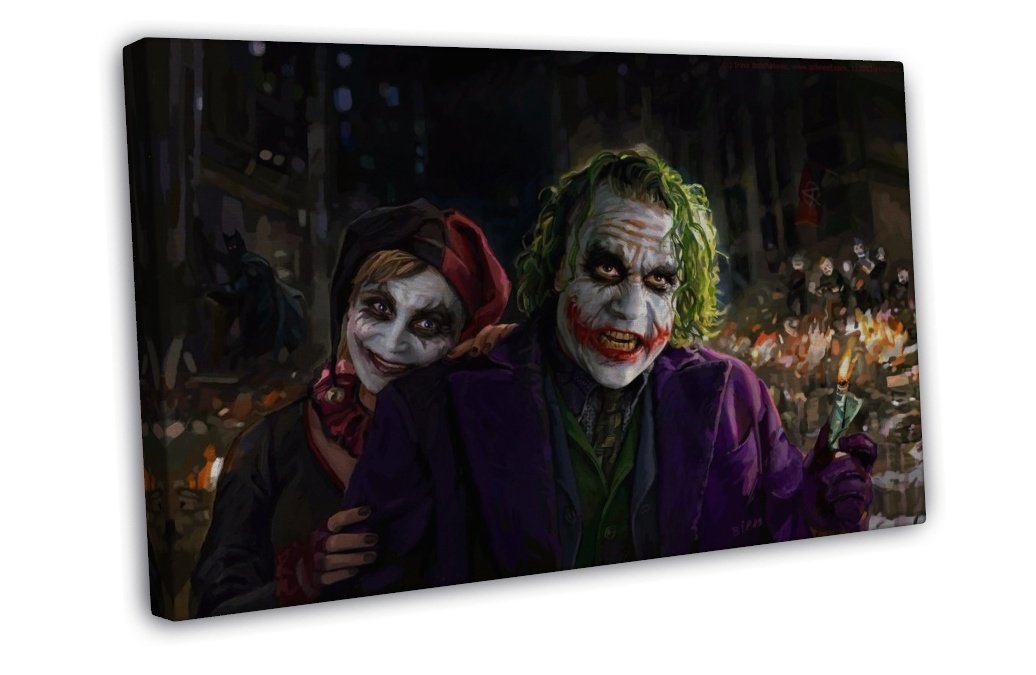 Harley Quinn Joker Batman Arkham City Wall Decor 20x16 inch FRAMED CANVAS Print