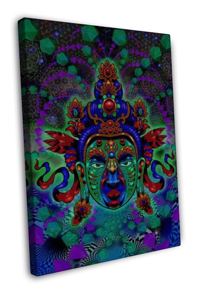 Buddha Psychedelic Trippy Abstract Art 16x12 inch FRAMED CANVAS Print