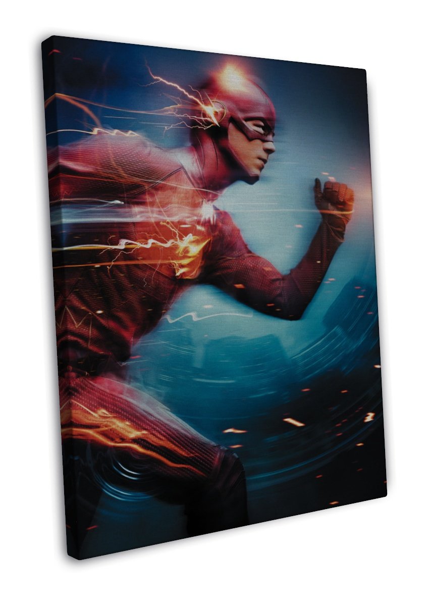 The Flash Tv Show Art 20x16 inch Framed Canvas Print Decor