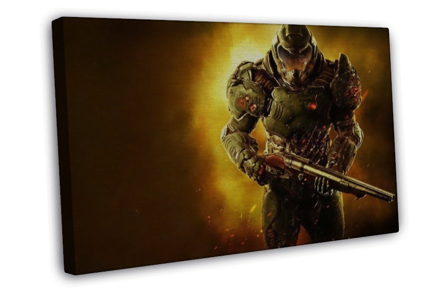 Doom 4 2 New Game Art Wall Decor 20x16 inch Framed Canvas Print