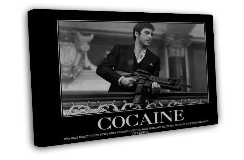 Cocaine Scarface Movie Motivational Quotes Art 16x12 inch Framed Canvas ...