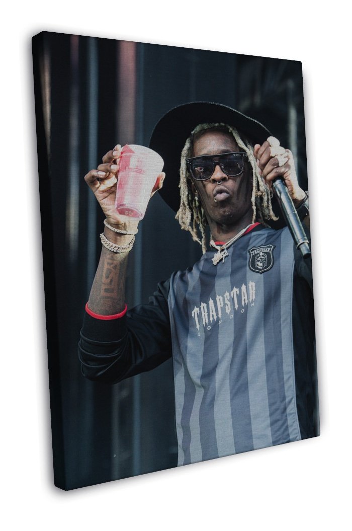 Young Thug Rap Music Hip Hop 20x16 inch Framed Canvas Print