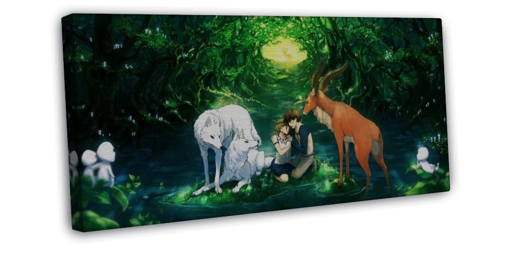 Princess Mononoke Anime Flim Wall Decor 16x12 inch FRAMED CANVAS Print