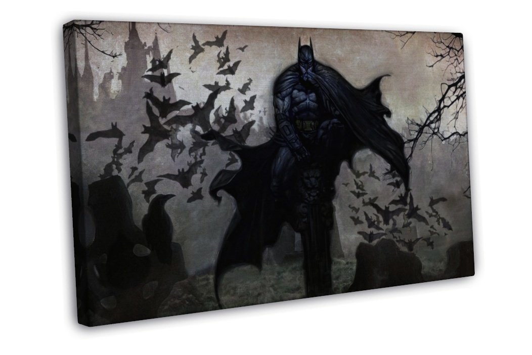 Batman Art 16x12 Framed Canvas Print