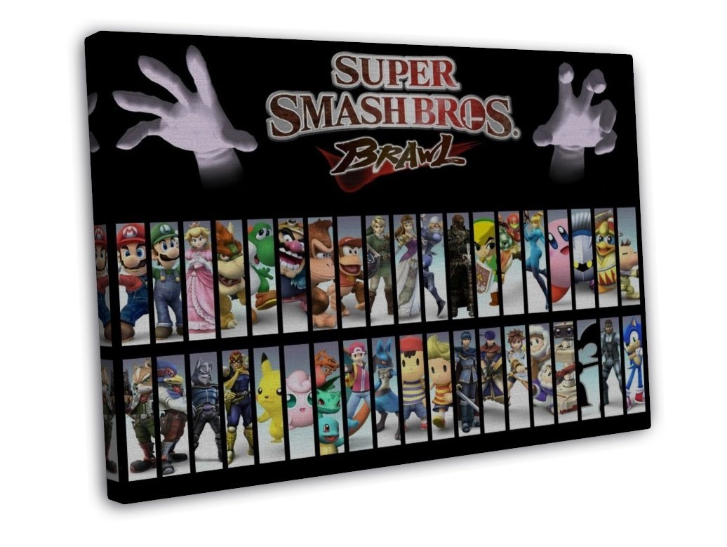 Super Smash Bros Brawl Game Wall Decor 20x16 inch FRAMED CANVAS Print