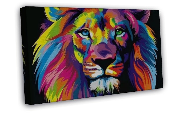 Psychedelic Lion Image 16x12 inch Framed Canvas Print