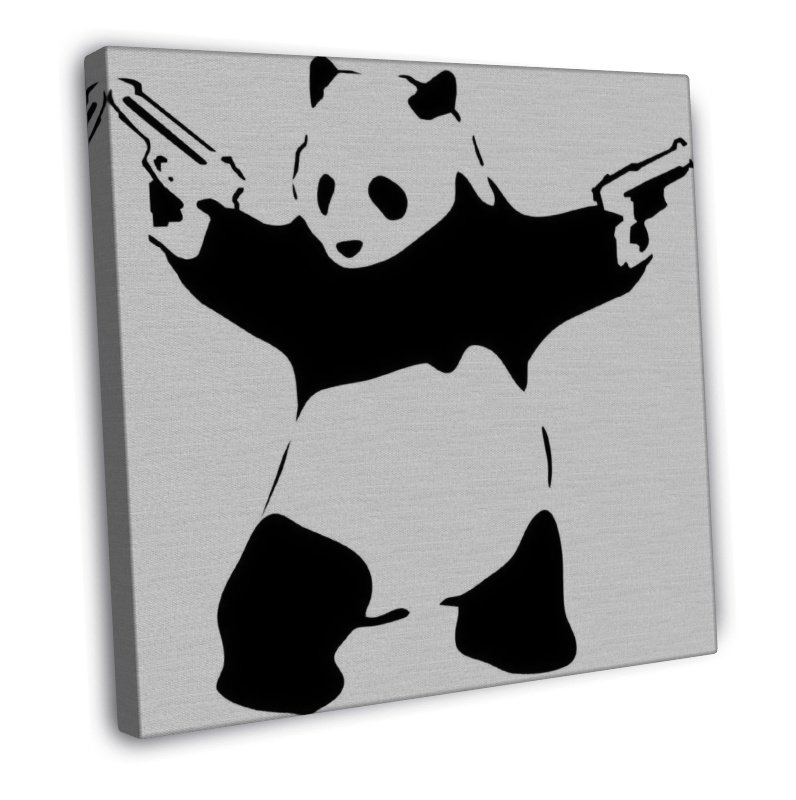 HENBRANDT Portachiavi Carrello Della Spesa A Forma Di Panda Con Pistole Di Banksy - Getto Per Armadietto, Arte Urbana Unica