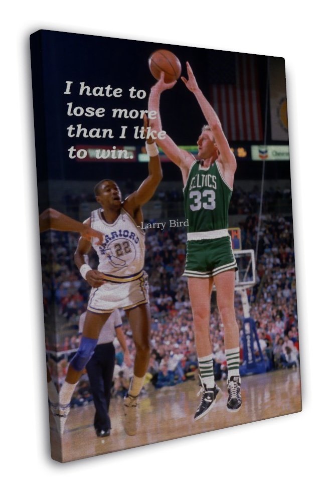 Larry Bird Dunk Motivational Quotes Basketball 16x12 inch FRAMED CANVAS Print