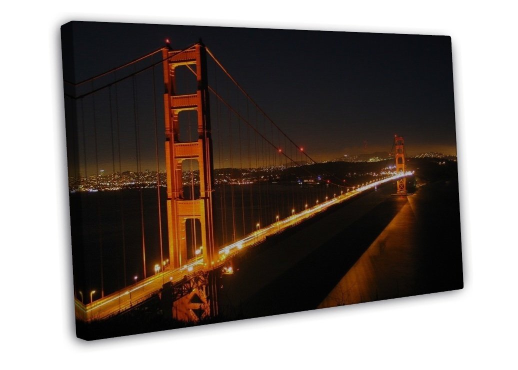 Golden Gate Bridge Art 20x16 inch Framed Canvas Print Decor