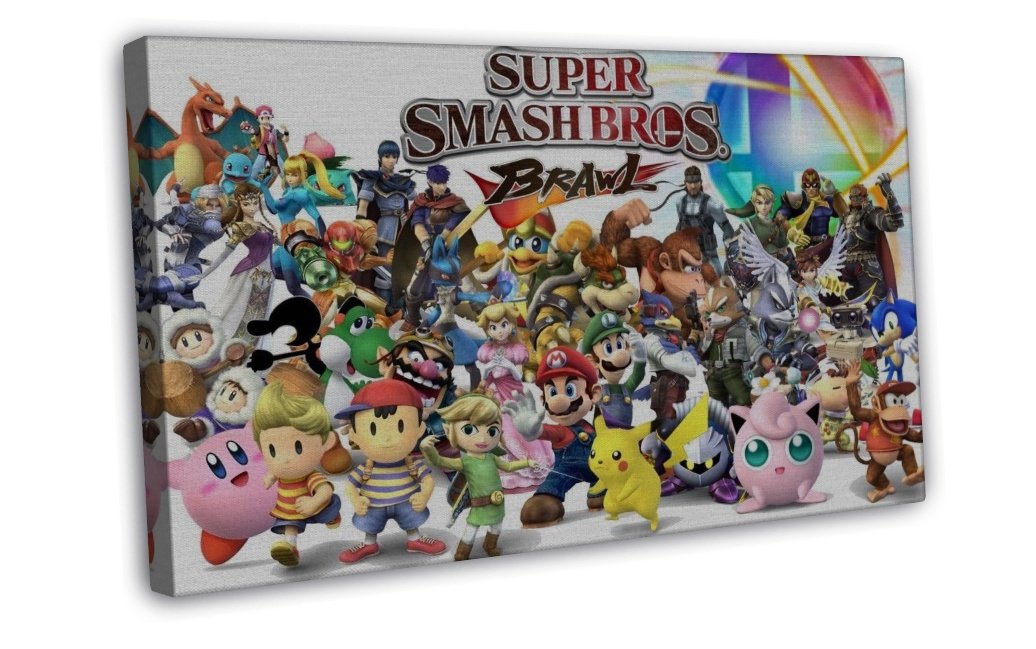 Super Smash Bros Brawl Game Art 20x16 inch FRAMED CANVAS Print Decor