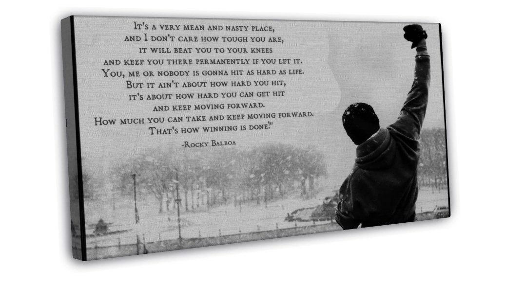 Rocky Balboa Motivational Quotes Art 20x16 inch FRAMED CANVAS Print Decor
