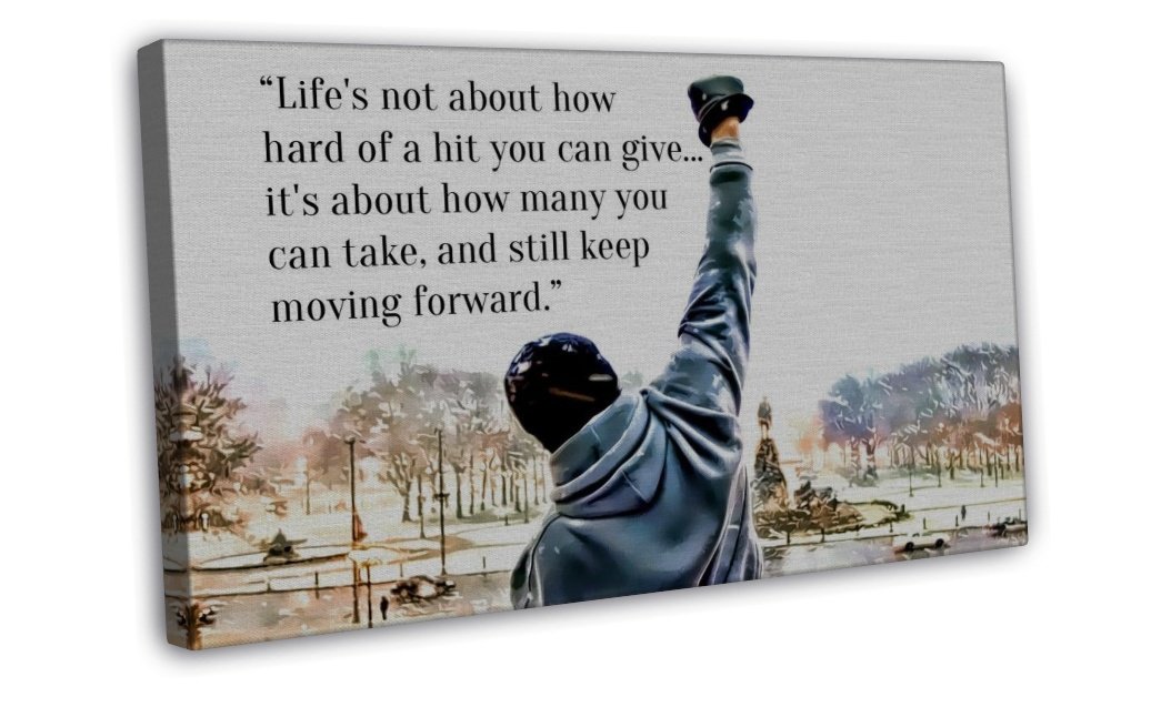 Rocky Balboa Motivational Quotes Art 20x16 inch FRAMED CANVAS Print Decor
