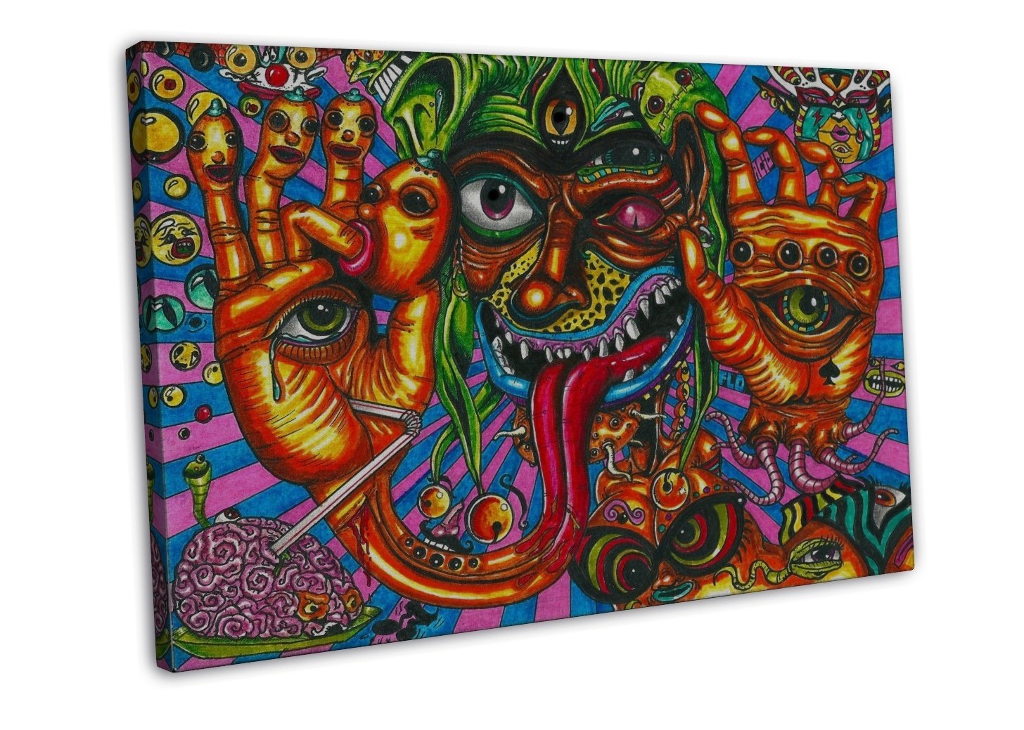 Psychedelic Trippy Art Wall Decor 20x16 inch FRAMED CANVAS Print