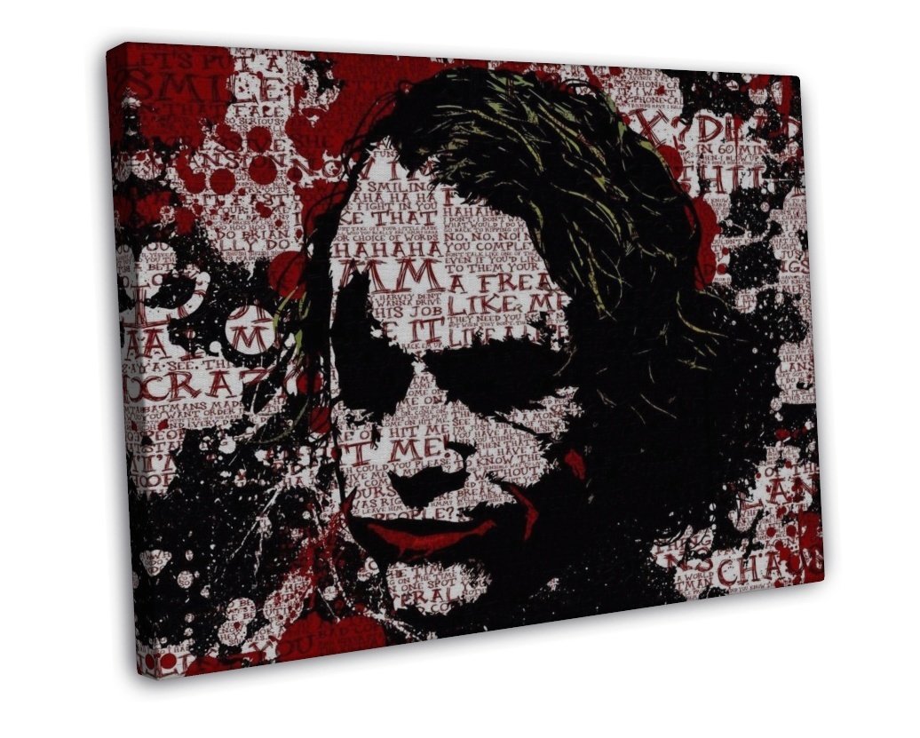 Joker Batman The Dark Knight Movie Wall Decor 20x16 inch FRAMED CANVAS Print