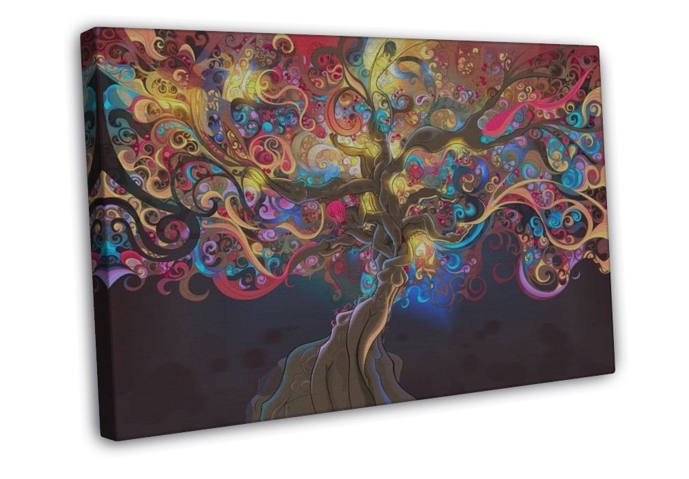 Psychedelic Trippy Art Wall Decor 20x16 Inch Framed Canvas Print 7603