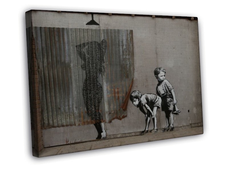 Banksy Graffiti Art 20x16 Framed Canvas Print