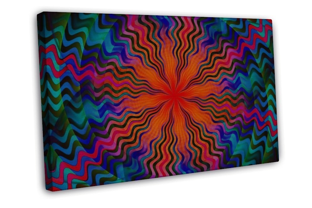 Trippy Psychedelic Fractal Explosion Abstract Art 20x16 Inch Framed Canvas Print 1688