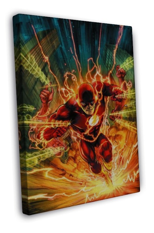 The Flash Superheroes Comic Fabric 20x16 inch FRAMED CANVAS Print