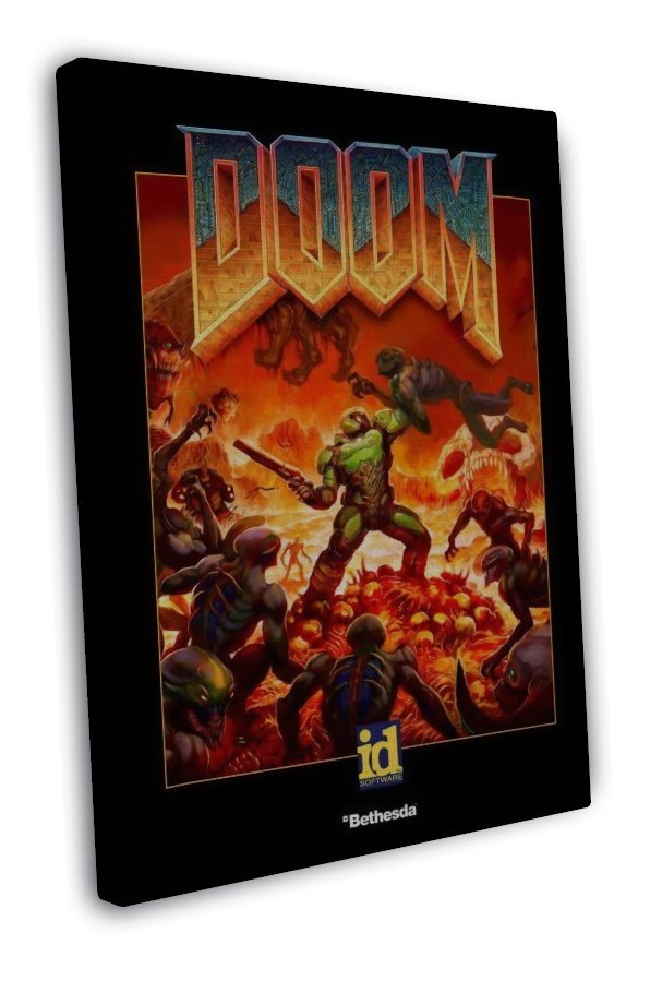 The Ultimate Doom 4 New Game Art 20x16 Inch Framed Canvas Print 4563