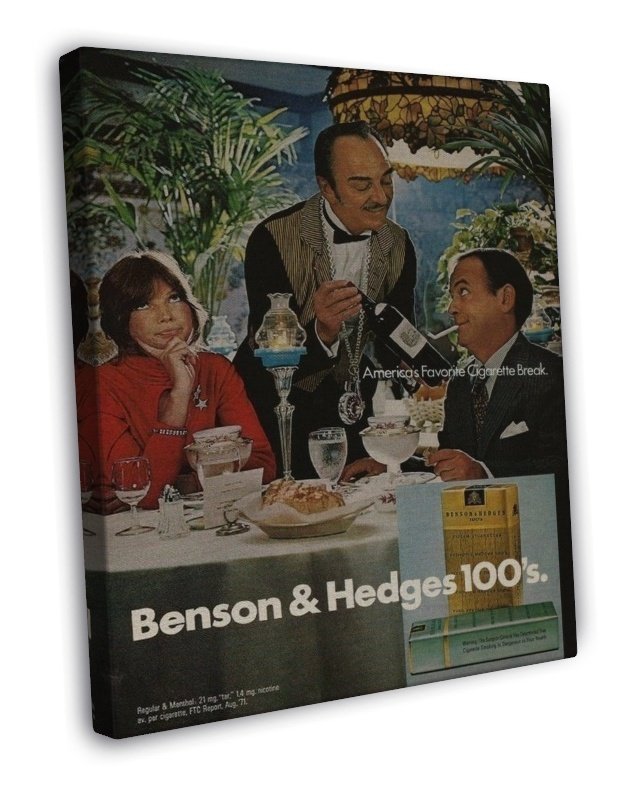 Vintage Benson And Hedges 100S Smoking Ad Art 20x16 inch Framed Canvas ...