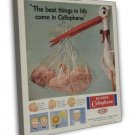 Vintage Du Pont Cellophane Stork Ad Art 20x16 inch Framed Canvas Print