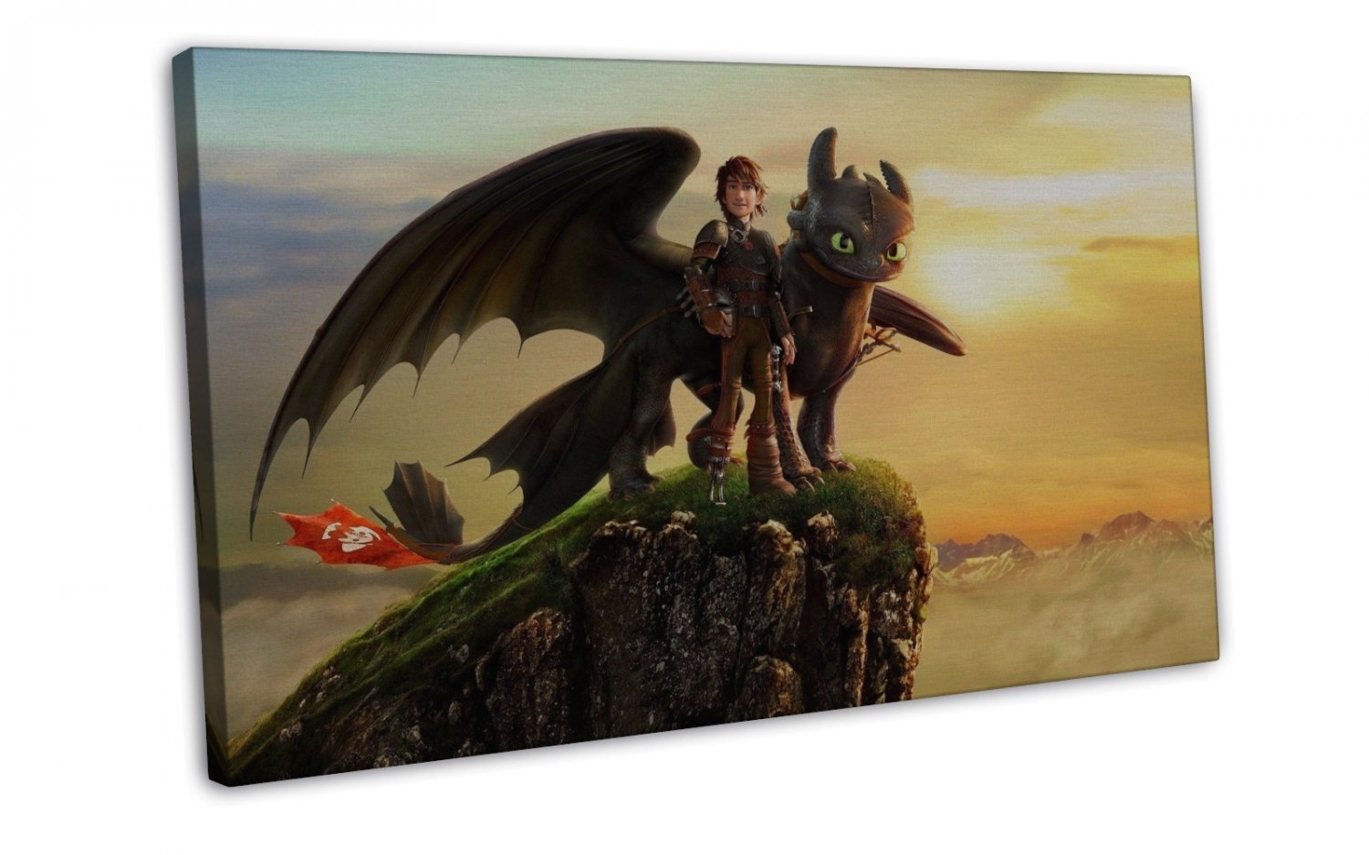 How To Train Your Dragon Disney Art Image 20x16 inch Framed Canvas Print