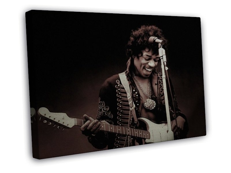 Jimi Hendrix American Guitarist Art 16x12 inch FRAMED CANVAS Print Decor