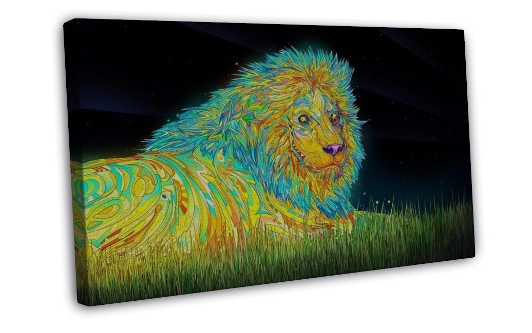Psychedelic Trippy Art Art 16x12 inch Framed Canvas Print Decor