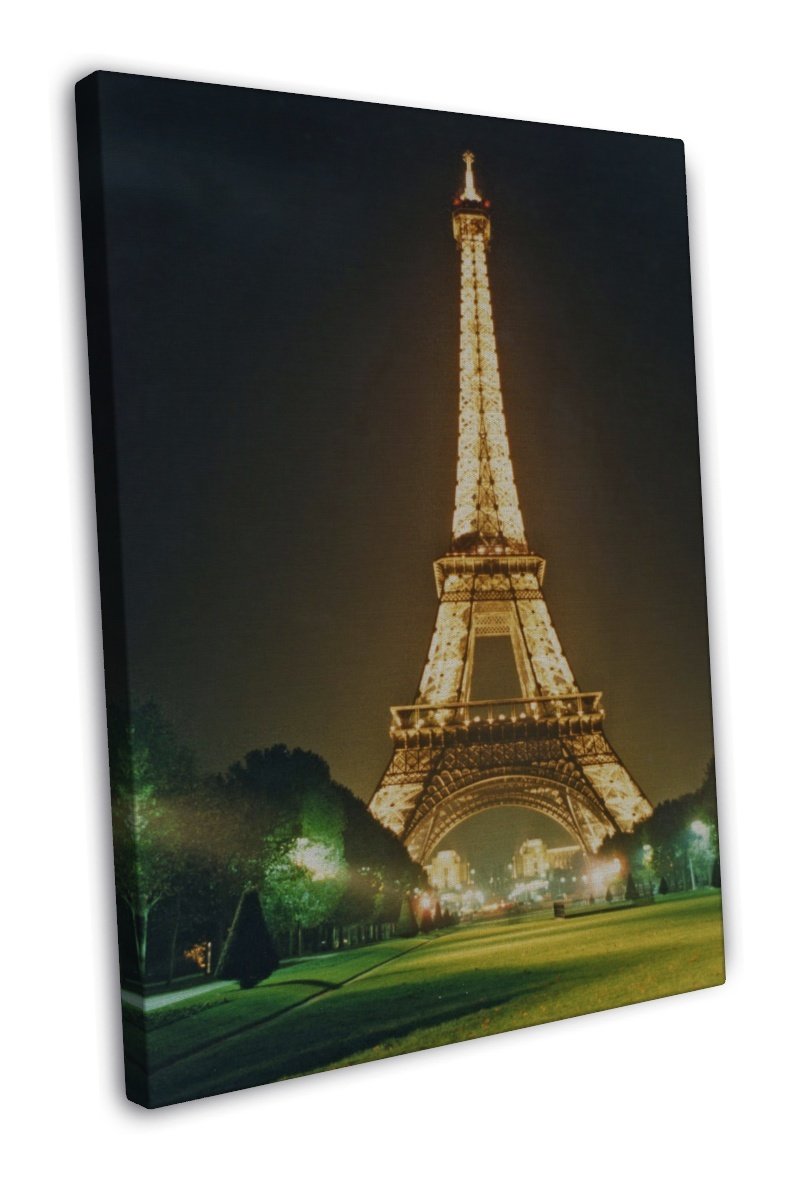Paris Eiffel Tower Landscape Art 16x12 inch FRAMED CANVAS Print Decor