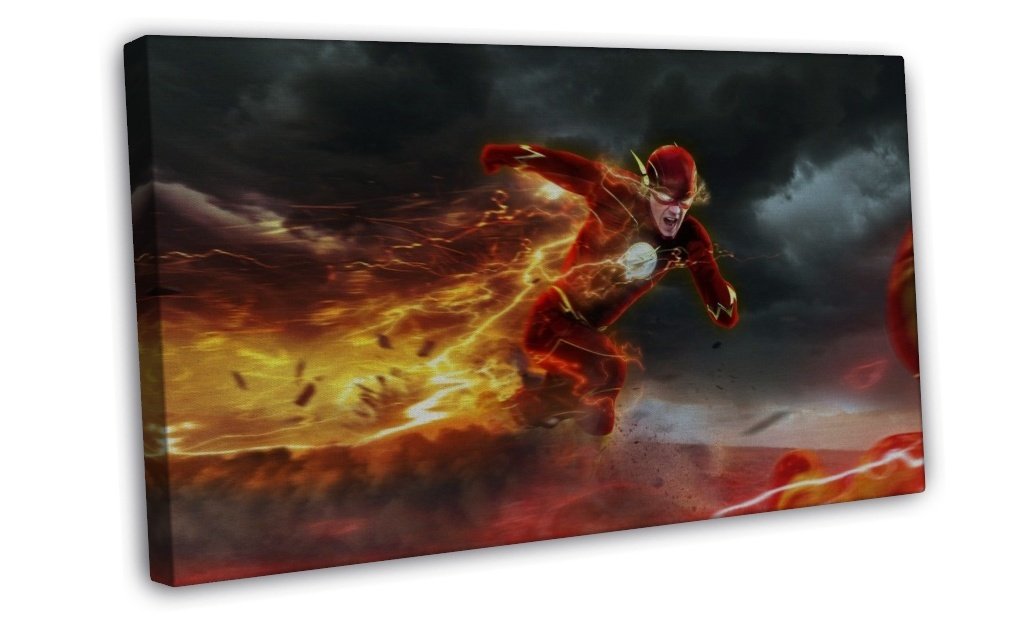 The Flash Tv Show Art 16x12 inch Framed Canvas Print Decor