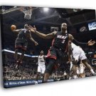 Lebron James Alley-Oop Dwyane Wade Miami Dunk  20x16 inch FRAMED CANVAS WALL PRINT