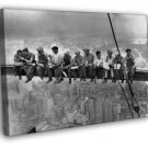 Lunch atop a Skyscraper Workers Building Retro Old BW  20x16 inch FRAMED CANVAS WALL PRINT