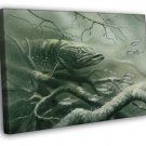 Northern Pike Fishing Underwater Fish Nature WALL  20x16 inch FRAMED CANVAS PRINT