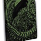 Alien Movie Green Black Artwork Aliens Art  20x16 inch FRAMED CANVAS WALL PRINT