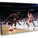 Allen Iverson vs Michael Jordan 76ers Retro WALL  20x16 inch FRAMED CANVAS PRINT
