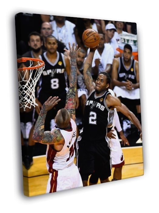 Kawhi Leonard Dunk Spurs Heat Basketball Sport WALL  20x16 inch FRAMED CANVAS PRINT